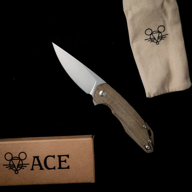 GiantMouse ACE Corta - Green Canvas Micarta Discounted "Rescue Mouse" knives for sale