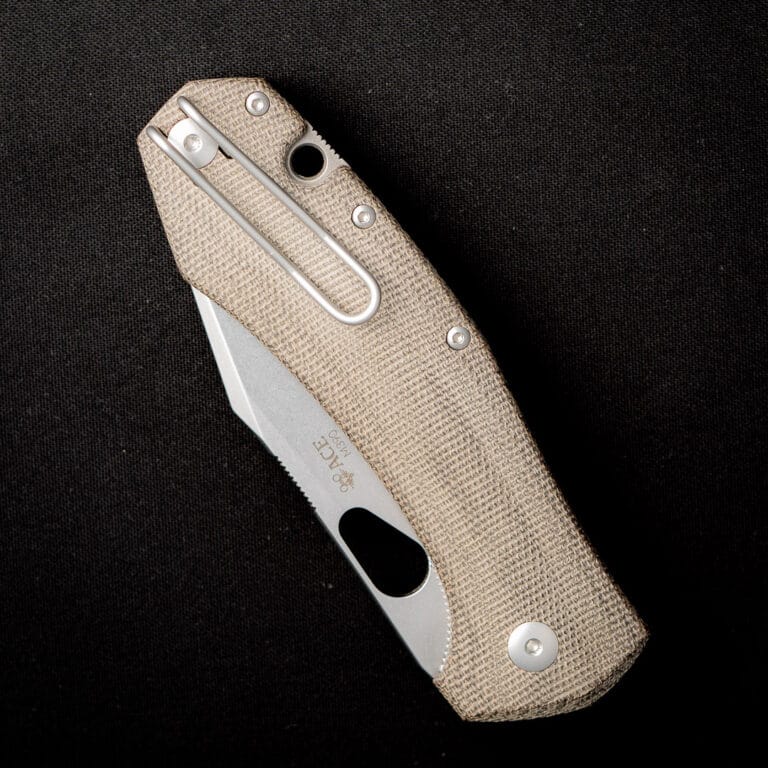 GiantMouse ACE Grand in Green Canvas Micarta with M390 Steel Blade Discounted "Rescue Mouse" knives for sale