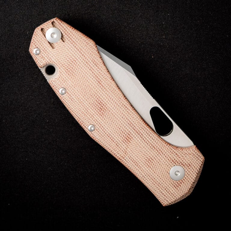 GiantMouse ACE Grand in Natural Canvas Micarta Discounted "Rescue Mouse" knives for sale