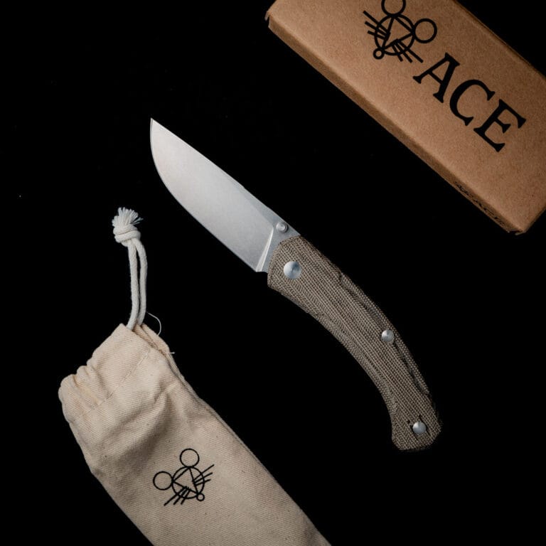 GiantMouse ACE Iona V2 - Green Canvas Micarta Discounted "Rescue Mouse" knives for sale