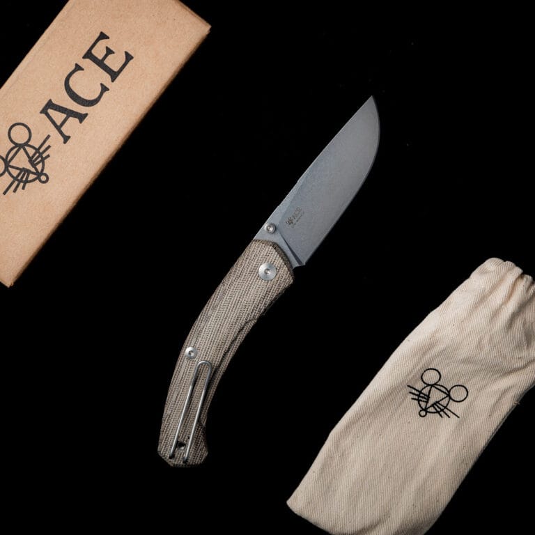 GiantMouse ACE Iona V2 - Green Canvas Micarta Discounted "Rescue Mouse" knives for sale