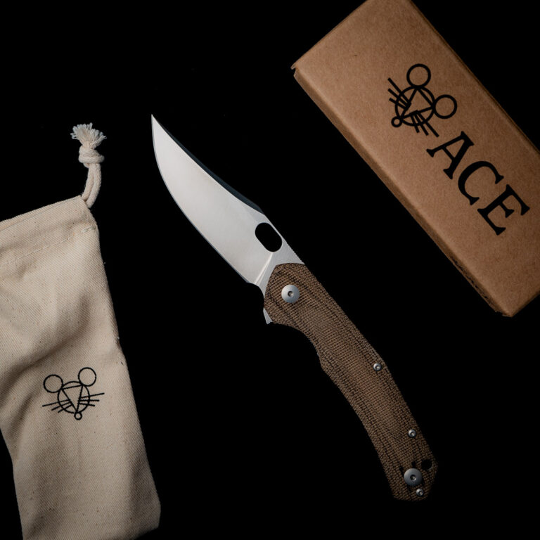 GiantMouse ACE Jutland - Green Canvas Micarta Discounted "Rescue Mouse" knives for sale