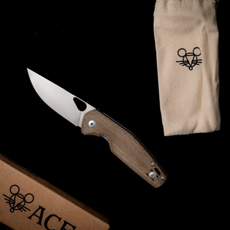 GiantMouse ACE Nimbus V2 - Green Canvas Micarta Discounted "Rescue Mouse" knives for sale