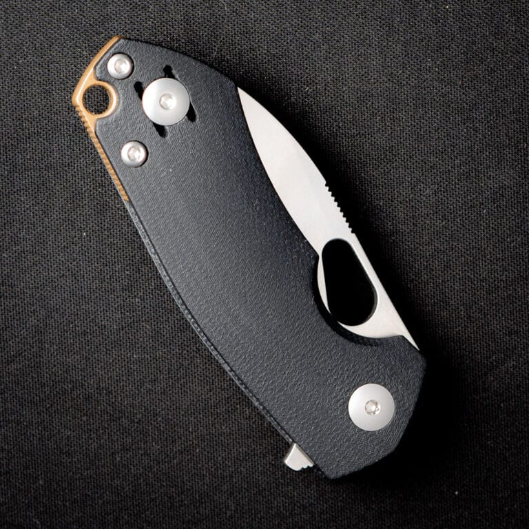 GiantMouse ACE Riv Liner Lock - Double Black Canvas Micarta Discounted "Rescue Mouse" knives for sale