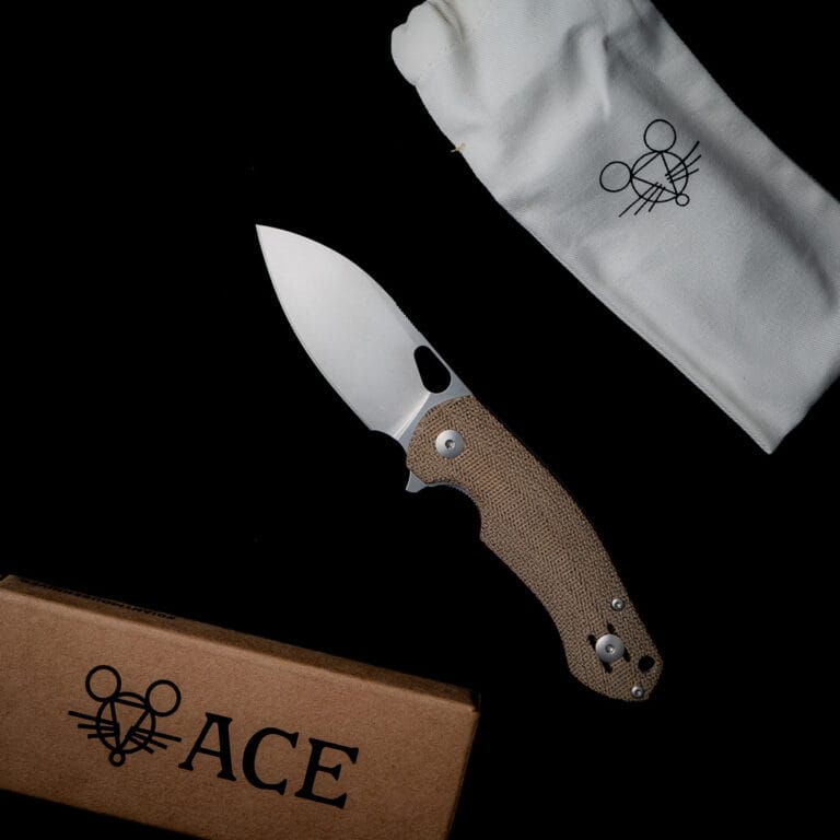 GiantMouse ACE Biblio - Green Canvas Micarta Discounted "Rescue Mouse" knives for sale