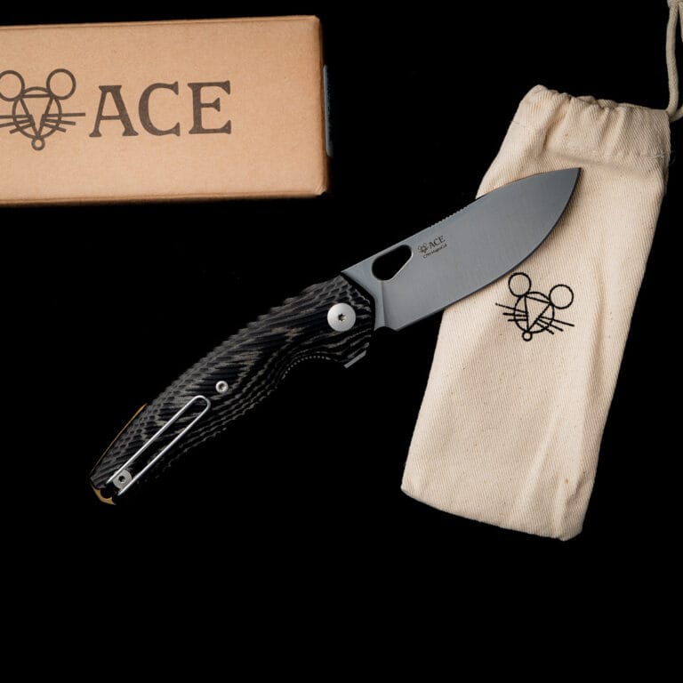 GiantMouse ACE Jagt - Black Canvas Micarta Discounted "Rescue Mouse" knives for sale