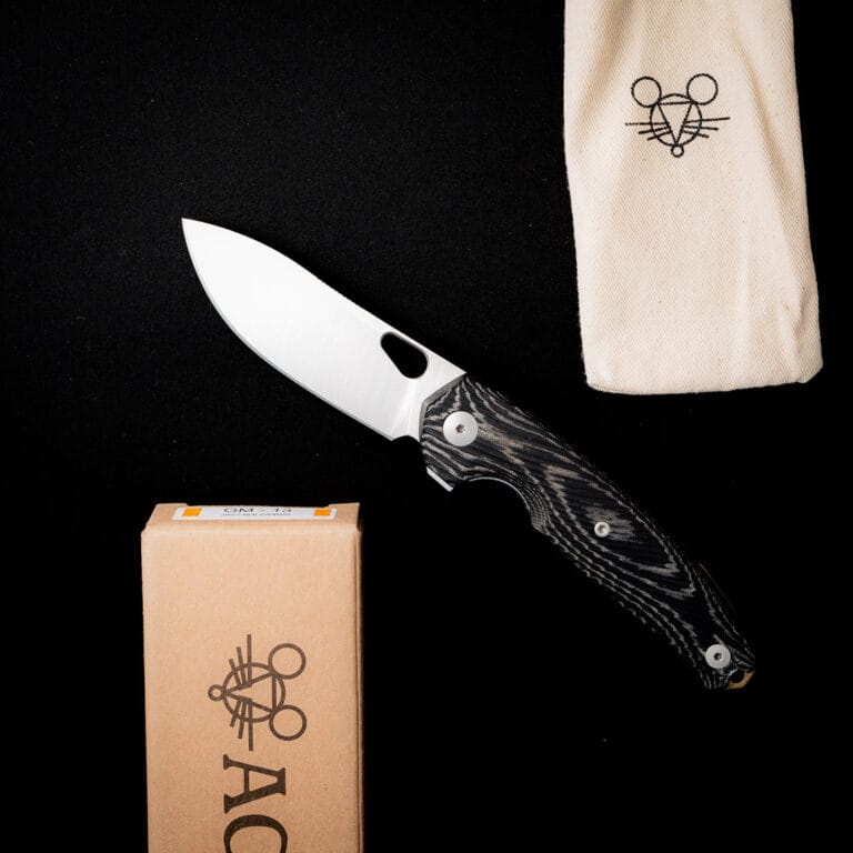 GiantMouse ACE Jagt - Black Canvas Micarta Discounted "Rescue Mouse" knives for sale