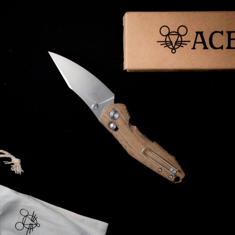 GiantMouse ACE Nazca - Green Canvas Micarta Discounted "Rescue Mouse" knives for sale