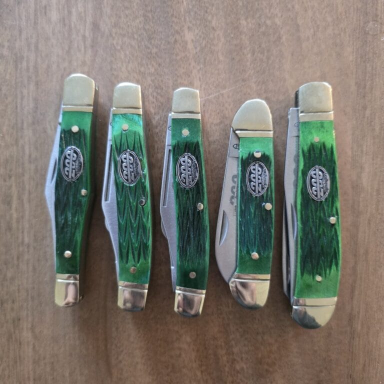 Remington 200 Year Anniversary Knife Set in Green Jigged Bone (Set of 5) knives for sale