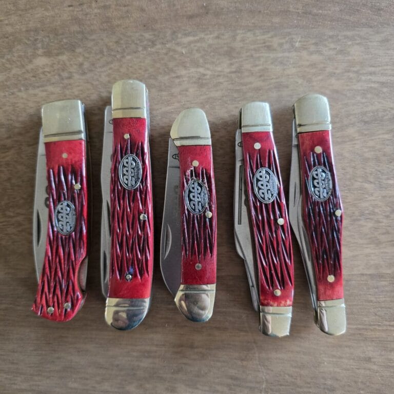 Remington 200 Year Anniversary Knife Set in Red Jigged Bone (Set of 5) knives for sale