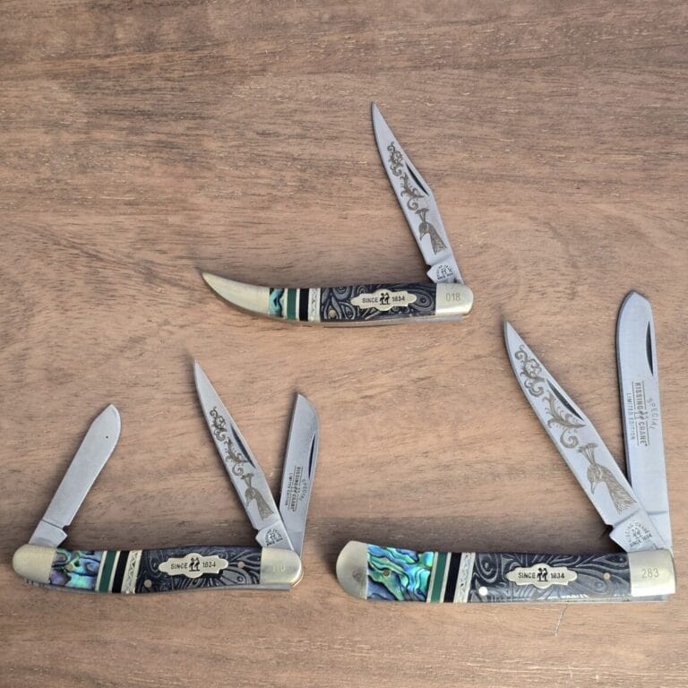 Kissing Crane Set of 3 Limited Edition Serialized Slip Joint Knives knives for sale