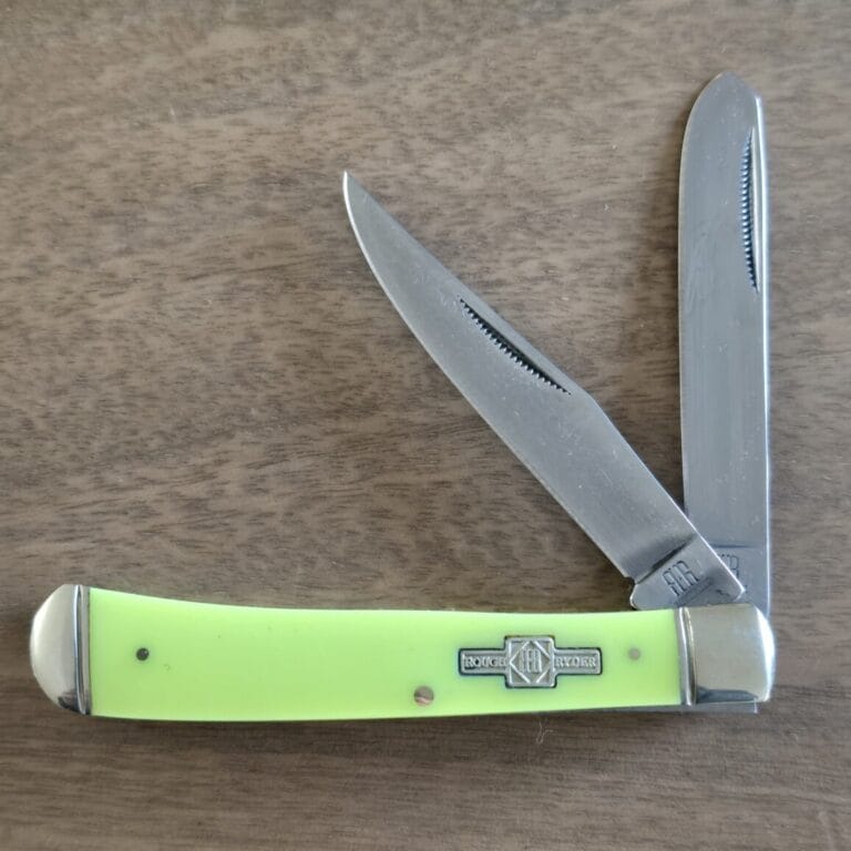 Rough Ryder Neon Green Trapper knives for sale