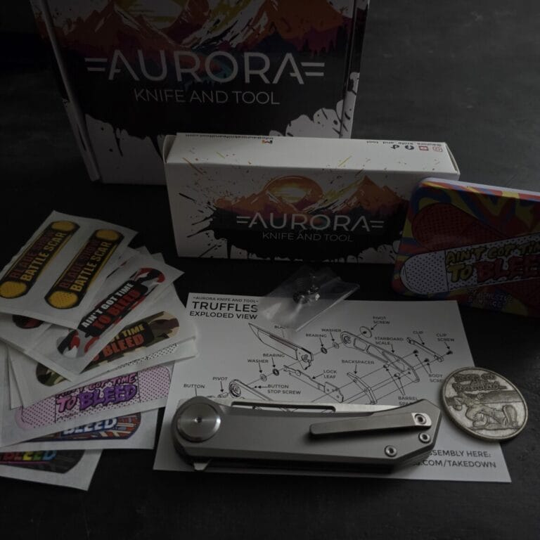 Aurora Knife and Tool Truffles in S35VN + Gray Titanium (includes all pictured accessories!) knives for sale