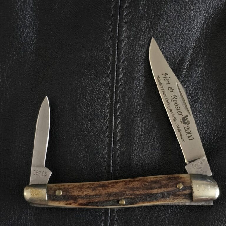 Vintage German Folding Knife Hen & Rooster /Bertram Stag 552 DS SN 051 knives for sale