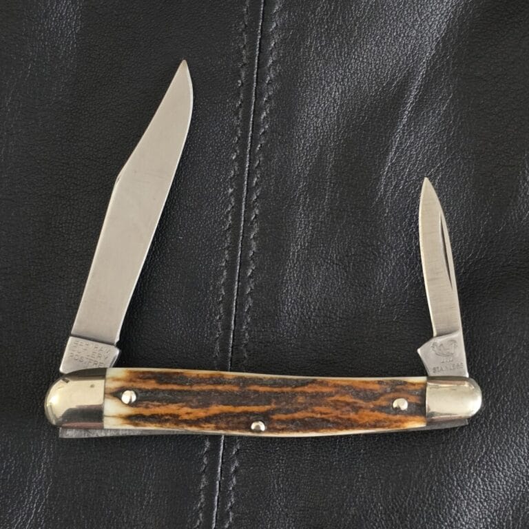 Vintage German Folding Knife Hen & Rooster /Bertram Stag 552 DS SN 051 knives for sale