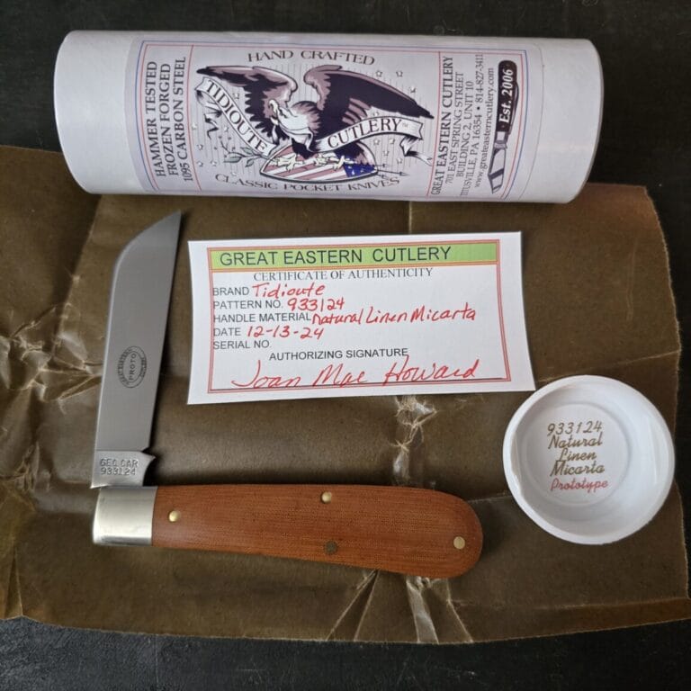 Great Eastern Cutlery #933124 Natural Linen Micarta PROTOTYPE knives for sale