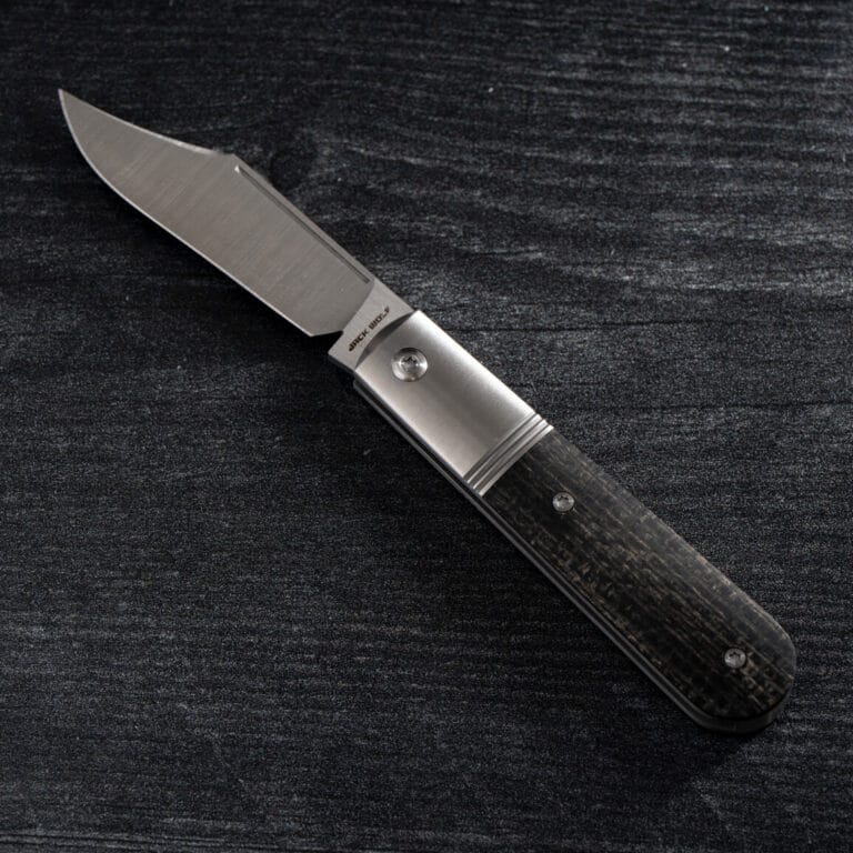 Jack Wolf BIG BRO JACK - BLACK BURLAP MICARTA knives for sale