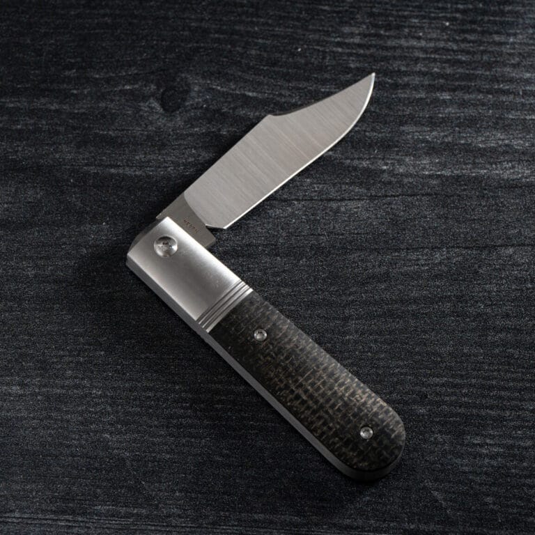 Jack Wolf BIG BRO JACK - BLACK BURLAP MICARTA knives for sale