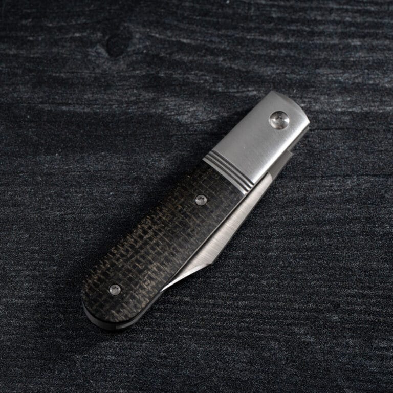 Jack Wolf BIG BRO JACK - BLACK BURLAP MICARTA knives for sale