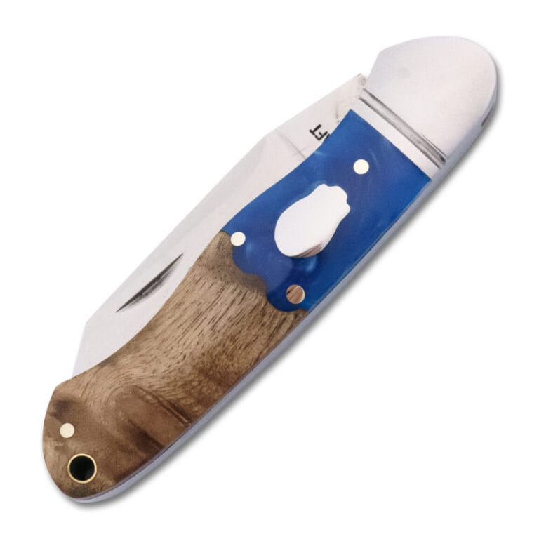 RoseCraft Blades Ocoee River Kayak Blue Resin Burl RCT009-BW knives for sale