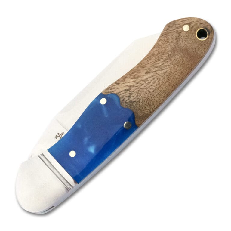 RoseCraft Blades Ocoee River Kayak Blue Resin Burl RCT009-BW knives for sale