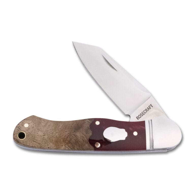 RoseCraft Blades Ocoee River Kayak Red Resin Burl RCT009-RW knives for sale