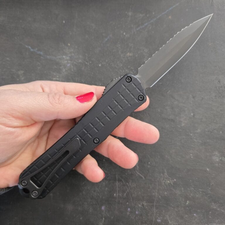 Heretic Knives Manticore E Double Edge Full Serrated DLC Tactical Grenade Grip H028F-6C-T knives for sale