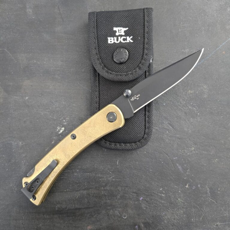 Buck 110 Slim Pro TRX, 3V Ceracoted blade with Solid brass handles. 750 made (gently used no box) knives for sale