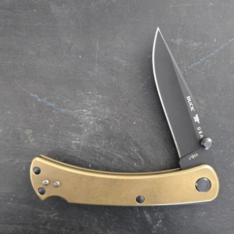 Buck 110 Slim Pro TRX, 3V Ceracoted blade with Solid brass handles. 750 made (gently used no box) knives for sale