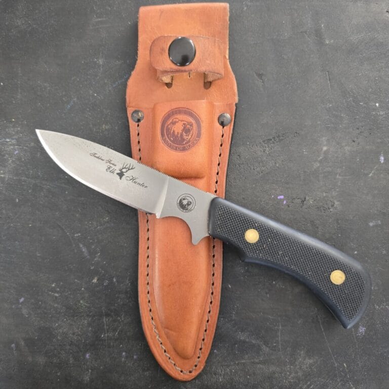 Knives of Alaska, USA made D2 Elk Hunter Sheath Knife featuring Sure Grip Scales knives for sale