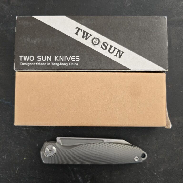 Two Sun Knives Slip joint in Titanium and M390 195 m390 SWC knives for sale