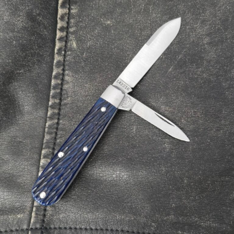 GEC #142216 Stone Washed Jigged Blue Bone knives for sale