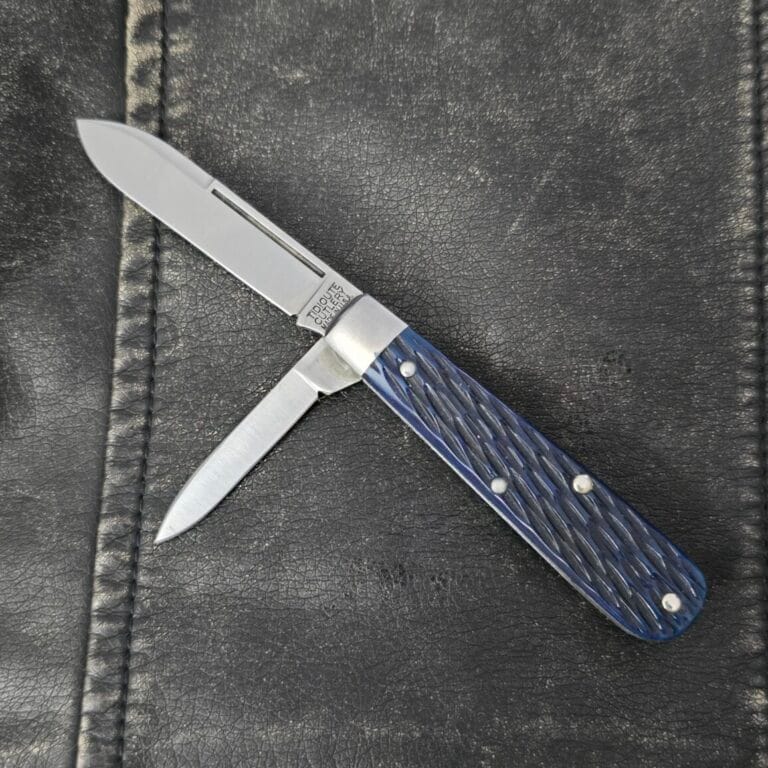 GEC #142216 Stone Washed Jigged Blue Bone knives for sale