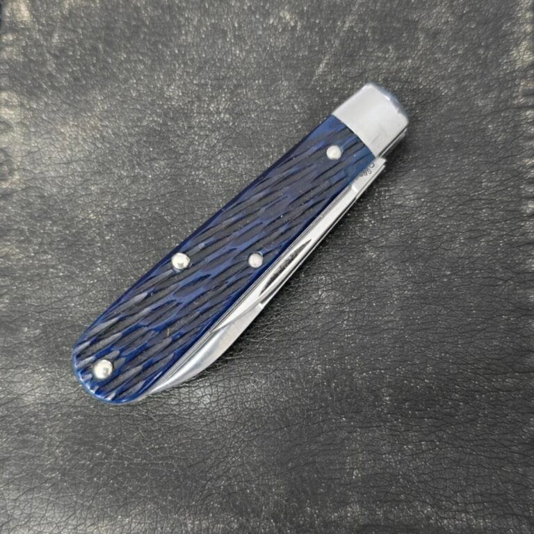 GEC #142216 Stone Washed Jigged Blue Bone knives for sale