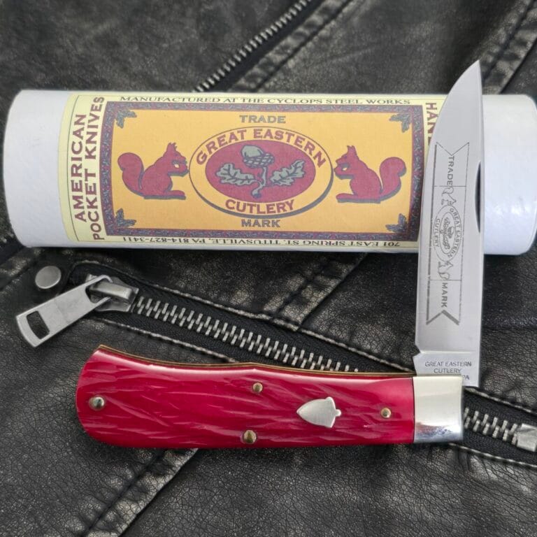 Great Eastern Cutlery #735108 Horse Cut Ruby Red Bone knives for sale