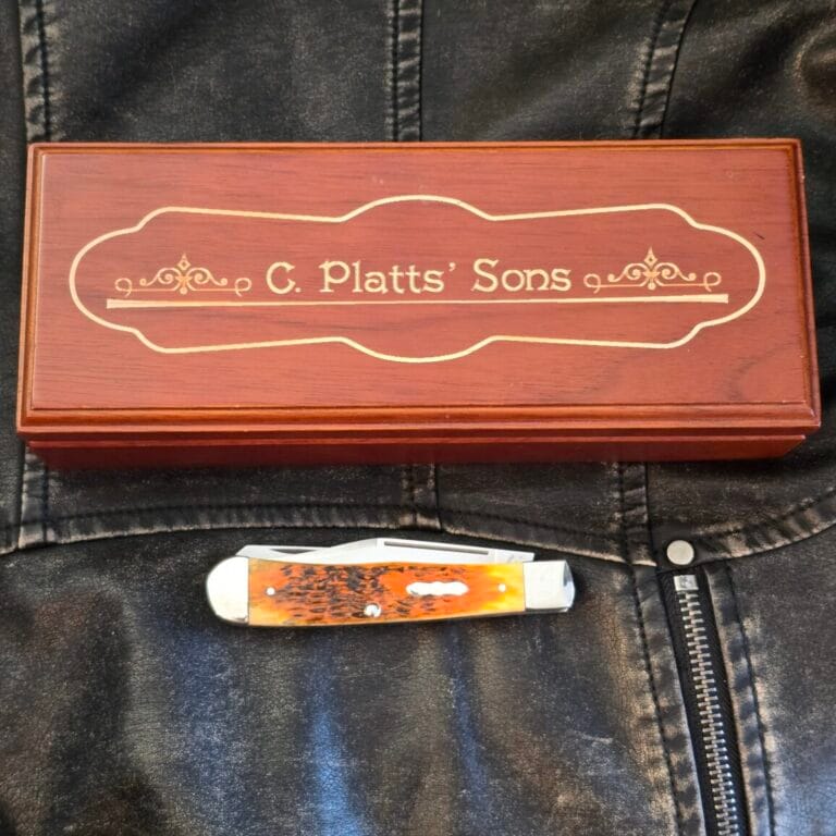 Case "C. Platts' Sons" Trapper #6254 ATS-34 in Orange Jigged Bone knives for sale