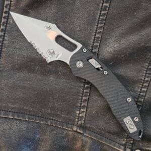 Microtech Stitch RAM-LOCK S/E in Fluted G-10.  Stone Washed, Partial Serrated 169RL-11 FLGTBK