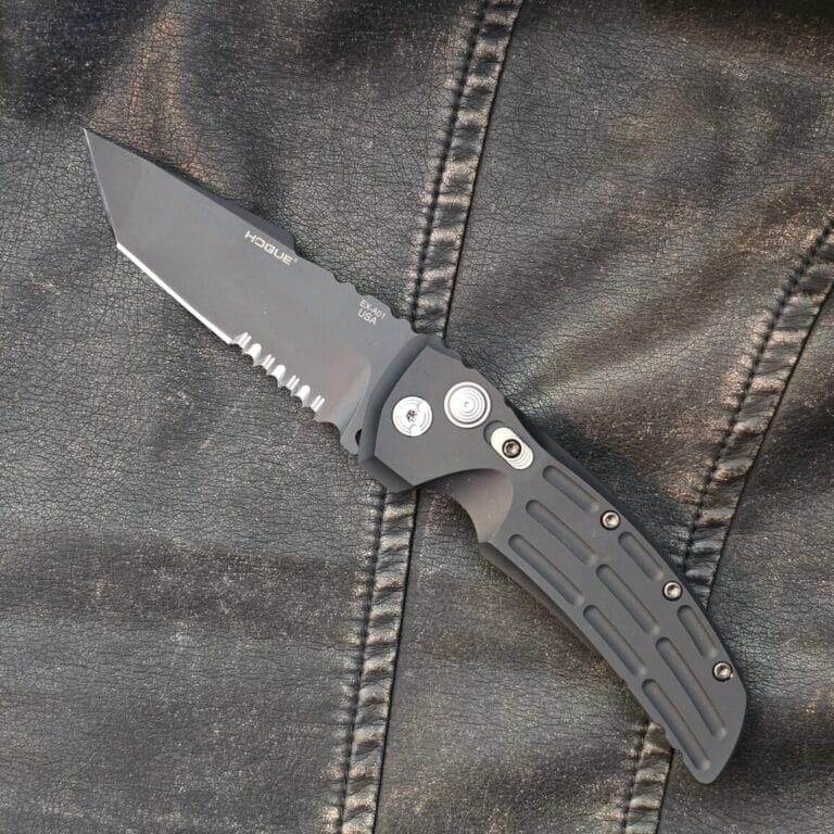 Hogue Knives USA J1014011 154 CM Elishewitz EX-A01 Folder 3.5" Tanto Blade - Black Cerakote Matte Black Aluminum Frame