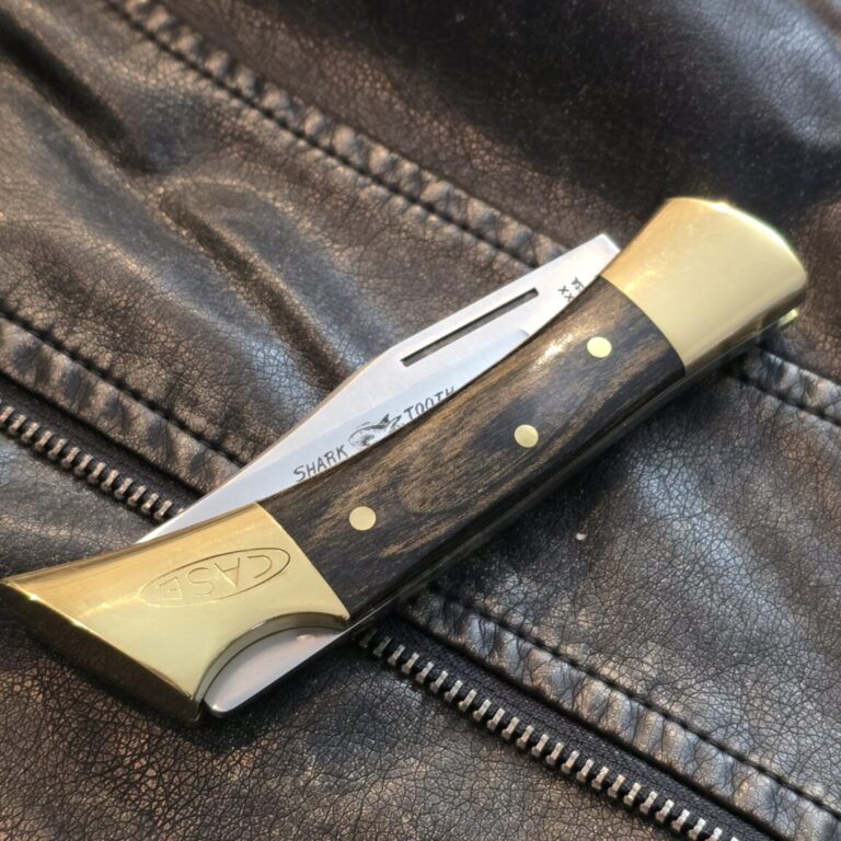 Case XX USA Shark Tooth 1976 Sportsmen's Lock Blade Folding Knife w/ Sheath P197-SSp