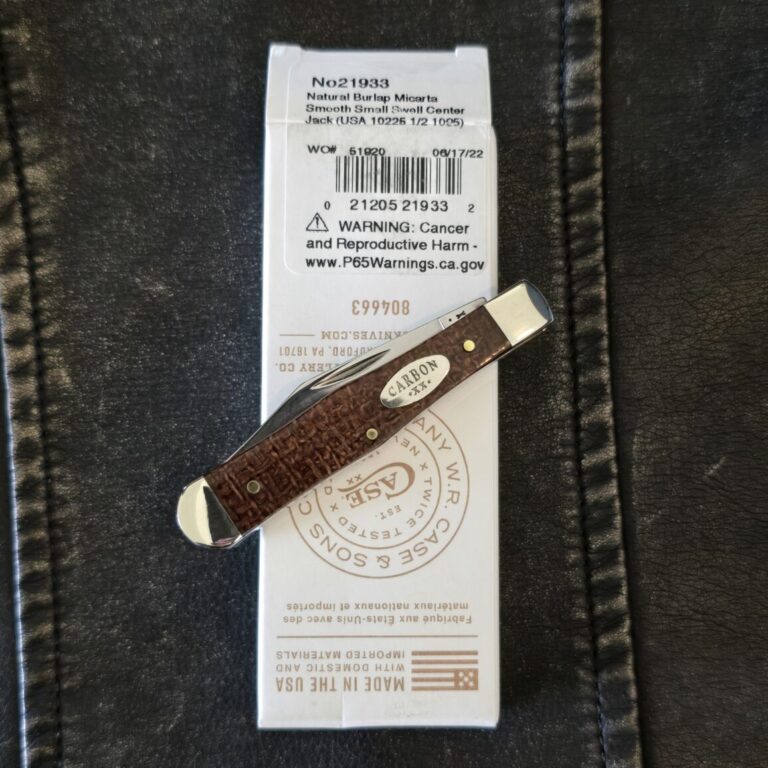 Case XX USA SMKW Exclusive Natural Burlap Micarta Smooth Small Swell Center Jack 10225 1/2 1095 CS No 21933