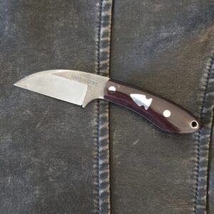 Northwoods Fall Creek Maroon Linen Micarta NW03DI005 (patina on blade)