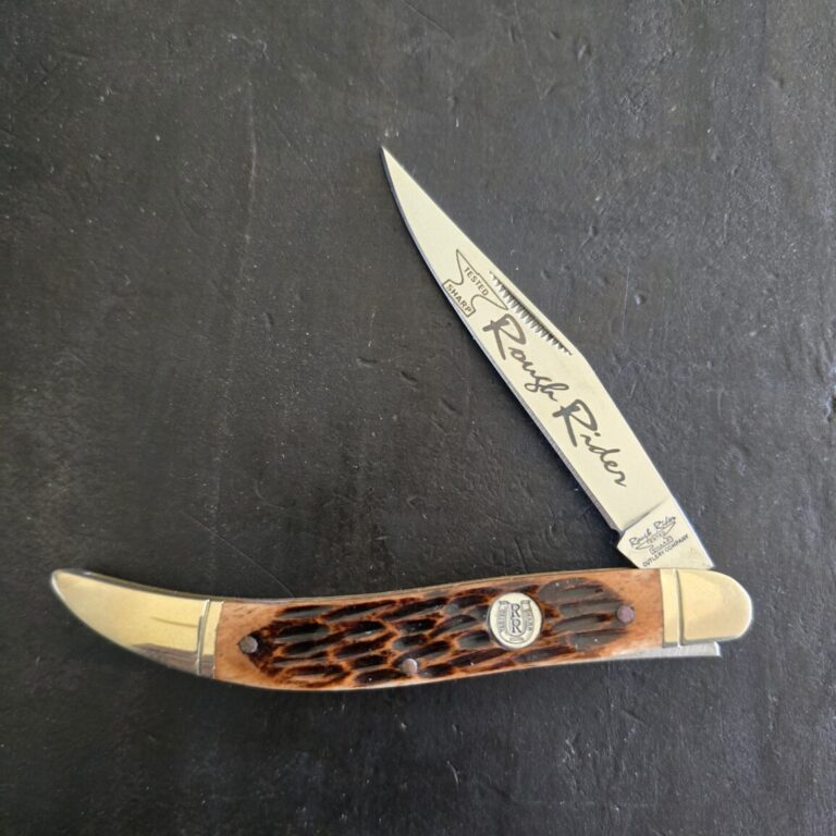 Queen Large Toothpick /Fish Knife in Brown Jigged Bone