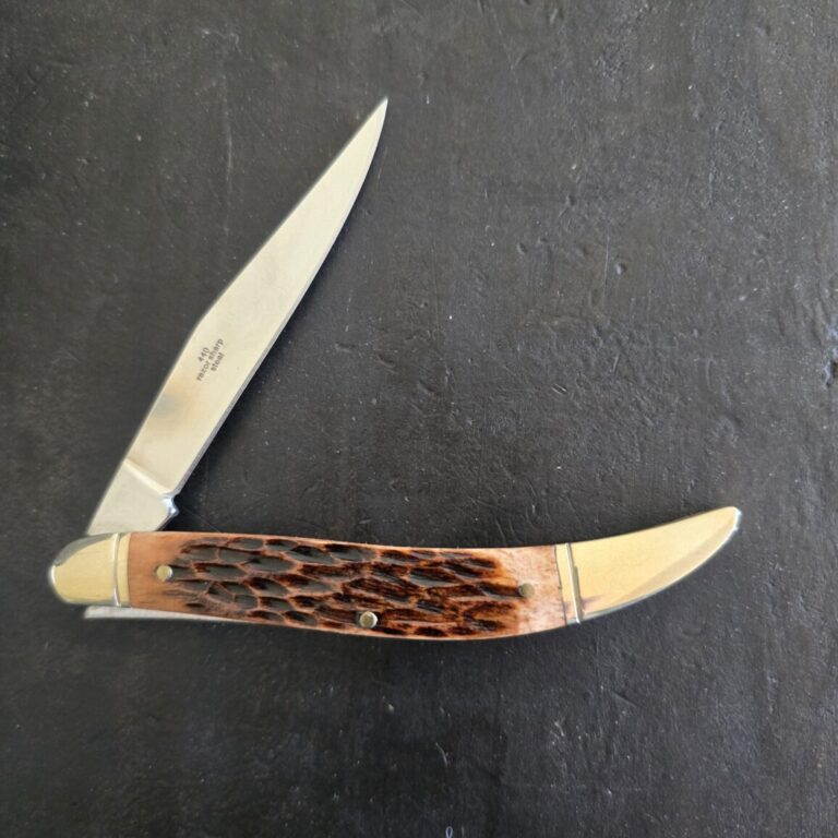 Queen Large Toothpick /Fish Knife in Brown Jigged Bone