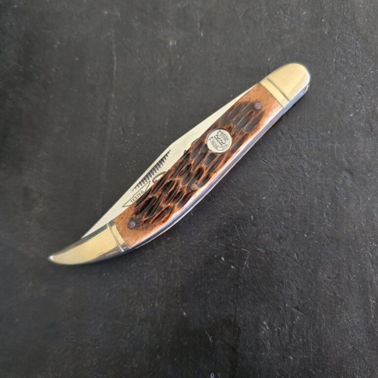 Queen Large Toothpick /Fish Knife in Brown Jigged Bone