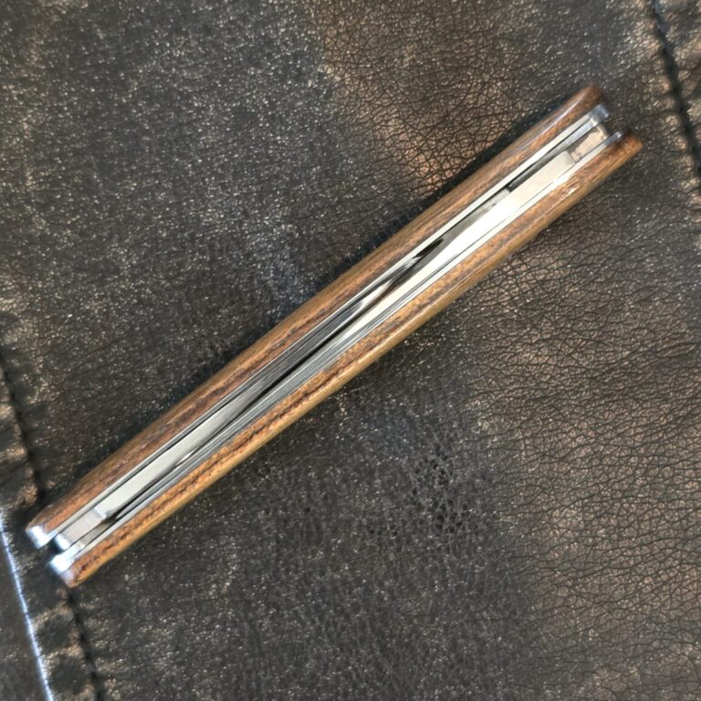 Canal Street Cutlery 2015 Blade Forums Club Knife Serpentine Double End Jack Shadow Pattern in Mexican Bocote Wood and 440C