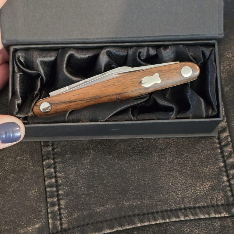 Canal Street Cutlery 2015 Blade Forums Club Knife Serpentine Double End Jack Shadow Pattern in Mexican Bocote Wood and 440C