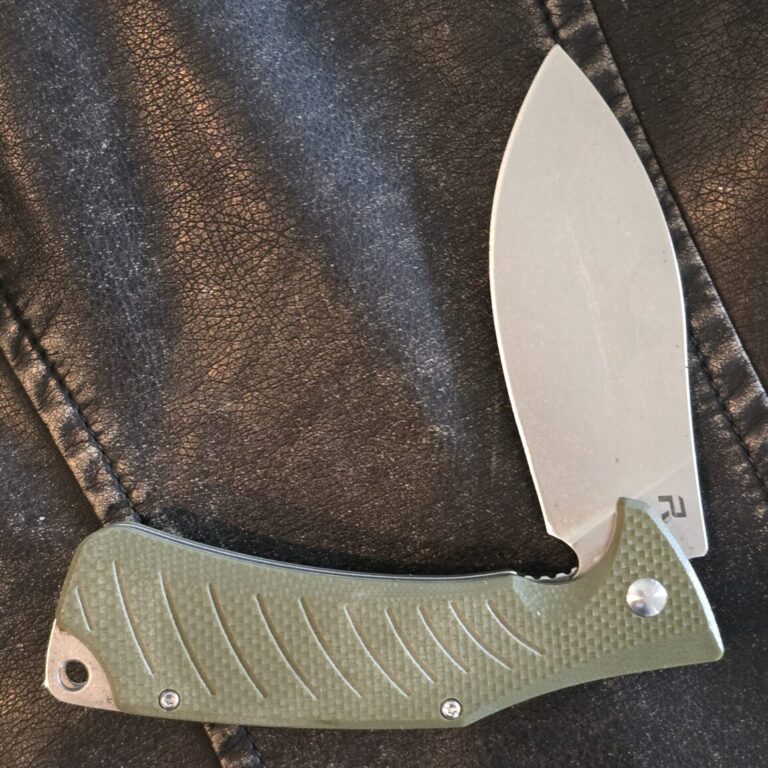 REVO Ness Liner Lock OD Green G10 with Lanyard Hole and Pocket Clip, Flipper (used)