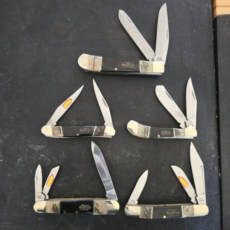 Frost Cutlery Steel Warrior Ox Horn Set of 5 Slip Joint Knives