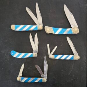 Frost Cutlery Silver Horse Turquoise Set of 5 Slip Joint Knives