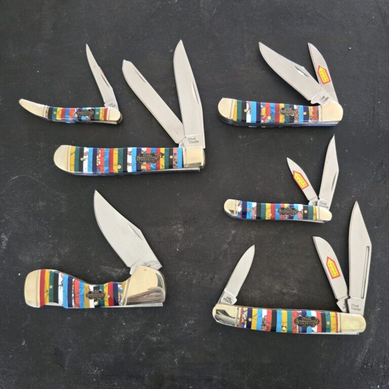 Frost Cutlery Steel Warrior Turquoise Set of 6 Slip Joint Knives
